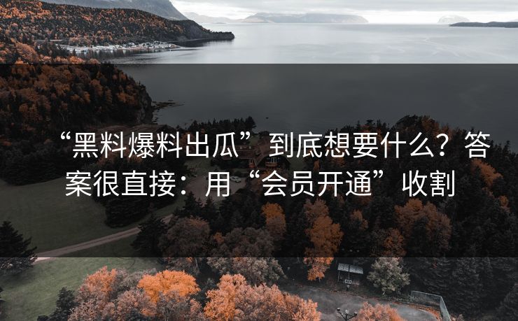 “黑料爆料出瓜”到底想要什么?答案很直接:用“会员开通”收割