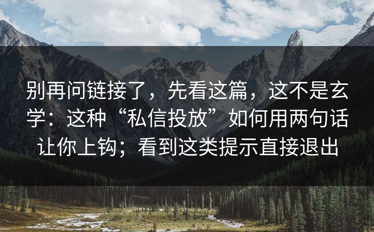 别再问链接了,先看这篇,这不是玄学:这种“私信投放”如何用两句话让你上钩;看到这类提示直接退出