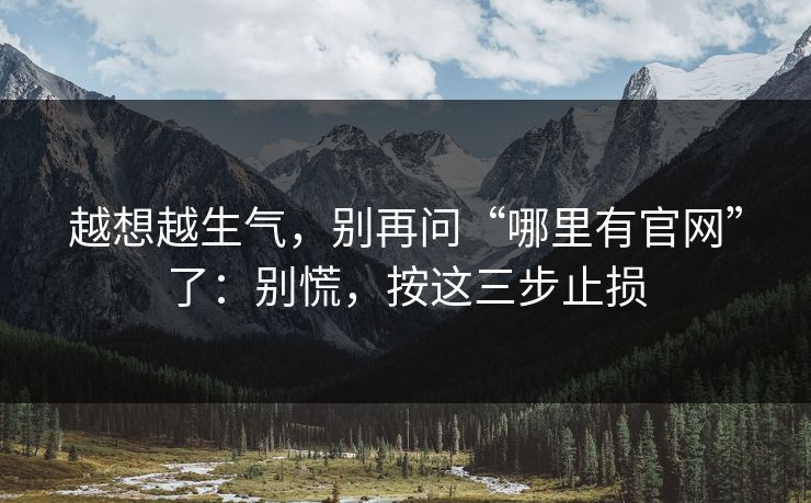 越想越生气，别再问“哪里有官网”了：别慌，按这三步止损