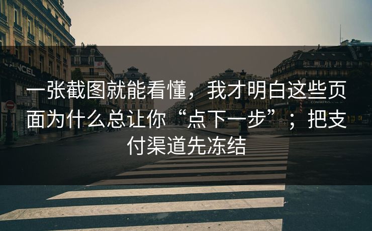 一张截图就能看懂，我才明白这些页面为什么总让你“点下一步”；把支付渠道先冻结  第1张