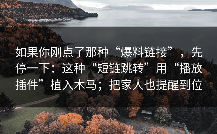 如果你刚点了那种“爆料链接”,先停一下:这种“短链跳转”用“播放插件”植入木马;把家人也提醒到位