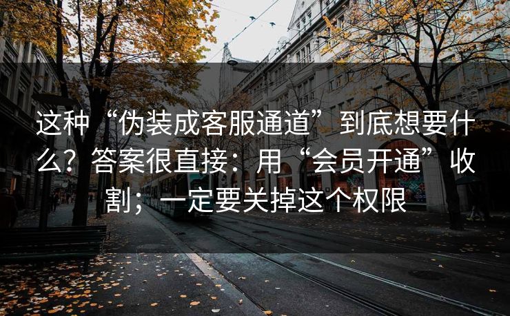 这种“伪装成客服通道”到底想要什么？答案很直接：用“会员开通”收割；一定要关掉这个权限