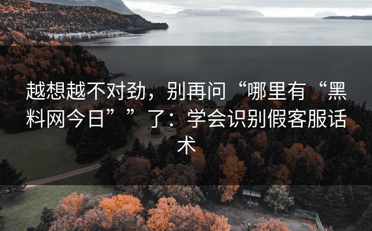 越想越不对劲,别再问“哪里有“黑料网今日””了:学会识别假客服话术