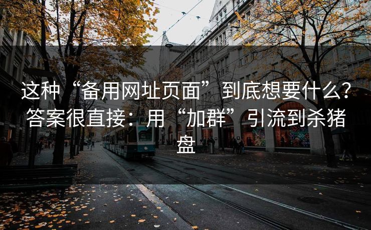 这种“备用网址页面”到底想要什么?答案很直接:用“加群”引流到杀猪盘