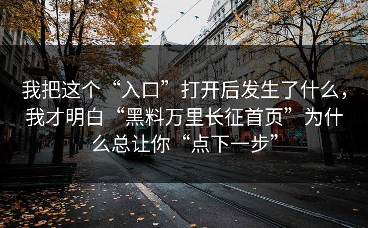 我把这个“入口”打开后发生了什么,我才明白“黑料万里长征首页”为什么总让你“点下一步”