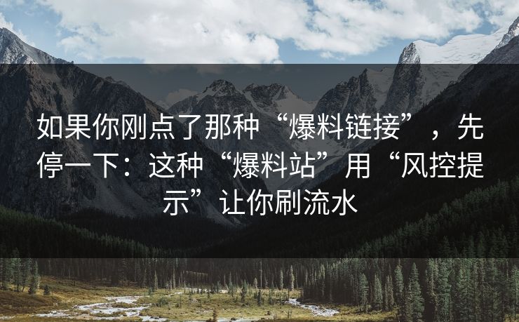 如果你刚点了那种“爆料链接”,先停一下:这种“爆料站”用“风控提示”让你刷流水
