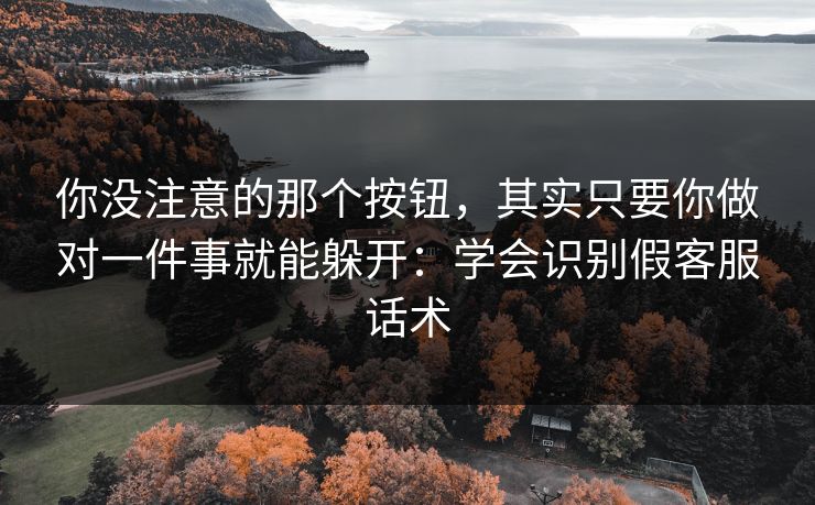 你没注意的那个按钮，其实只要你做对一件事就能躲开：学会识别假客服话术  第1张