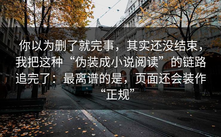 你以为删了就完事，其实还没结束，我把这种“伪装成小说阅读”的链路追完了：最离谱的是，页面还会装作“正规”