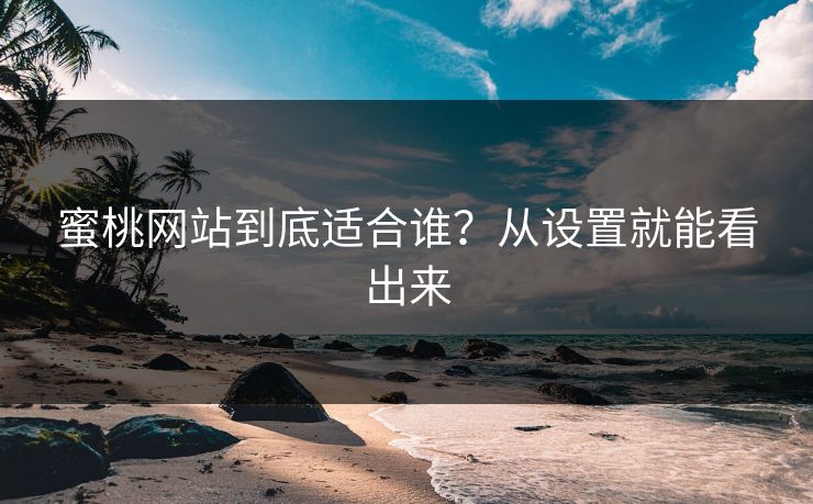 蜜桃网站到底适合谁?从设置就能看出来