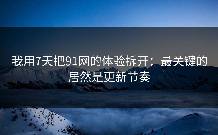 我用7天把91网的体验拆开:最关键的居然是更新节奏