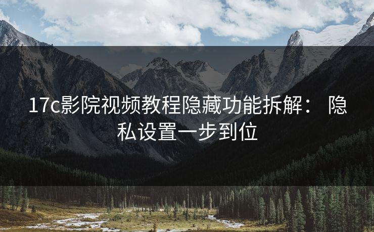 17c影院视频教程隐藏功能拆解: 隐私设置一步到位